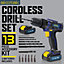 Skotek Cordless Drill Driver 18V/20V Li-Ion Electric Screwdriver Included Drill Bit Set LED Light Charger & 2 Batteries