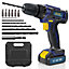 Skotek Cordless Drill Driver 18V/20V Max Li-Ion 13Pc Electric Screwdriver Accessory Kit LED Work Light Battery & Charger Included