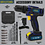 Skotek Cordless Drill Driver 18V/20V Max Li-Ion 13Pc Electric Screwdriver Accessory Kit LED Work Light Battery & Charger Included