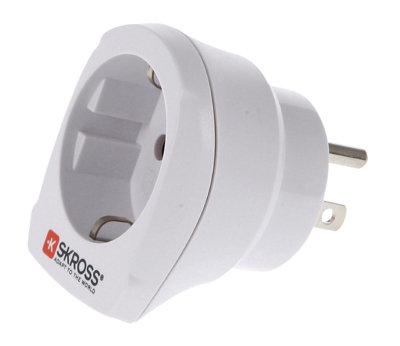 Skross Mains Plug Travel Adapter CEE 7 3 Shuko EU to USA A Earthed