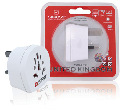 SKROSS World Mains Plug Travel Adapter World to UK United Kingdom Great Britain