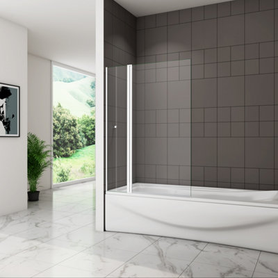 SKY Bathroom 1000x1400mm Pivot Bath Shower Screen Tempered Glass Door Panel