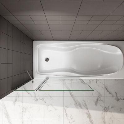 SKY Bathroom 1000x1400mm Pivot Bath Shower Screen Tempered Glass Door Panel