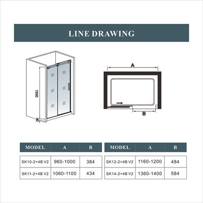 SKY Bathroom 1200x1950mm Frameless Sliding Door Shower Enclosure Glass Screen Cubicle