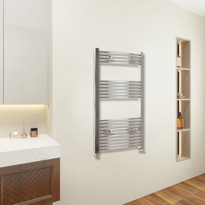 Sky Bathroom 1200x500mm Chrome Curved Heated Towel Rail Radiator Central Heating | DIY At B&Q