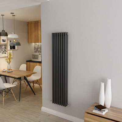 SKY BATHROOM 1500x380mm Anthracite High Heat Output Cast 3 Column ...