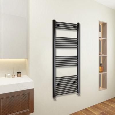 Sky Bathroom 1600x450mm Black Straight Heated Towel Rail Radiator ...
