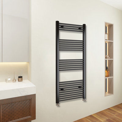 Sky Bathroom 1600x500mm Black Straight Heated Towel Rail Radiator ...