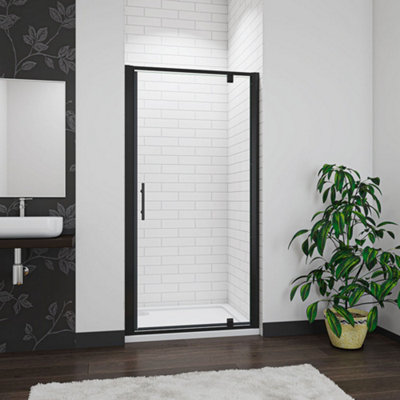 Buy SKY Bathroom 1850x1000mm BLACK Frame Pivot Shower Door Enclosure ...