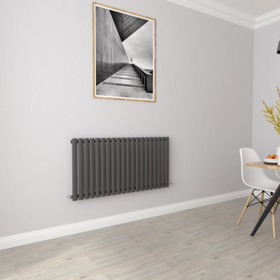 SKY BATHROOM 600x1180mm Single Anthracite High Heat Output Oval Column ...