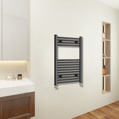Sky Bathroom 800x450mm Black Straight Heated Towel Rail Radiator ...