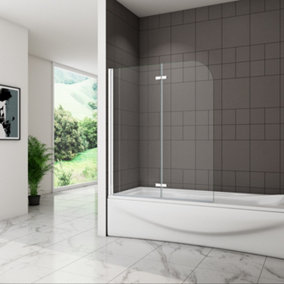 SKY Bathroom 900x1400mm Hinged 2 Fold Folding Shower Screen Bath 6mm NANO Glass Panel