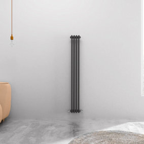 SKY Bathroom Anthracite Radiator 2 Column Cast Iron 1500x200mmVertical Central Heating