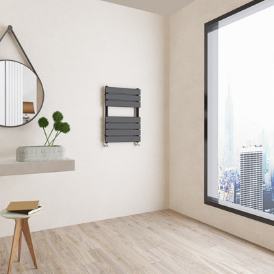 Sky Bathroom Black 650x500mm Towel Rail Heating Radiator With Angled ...