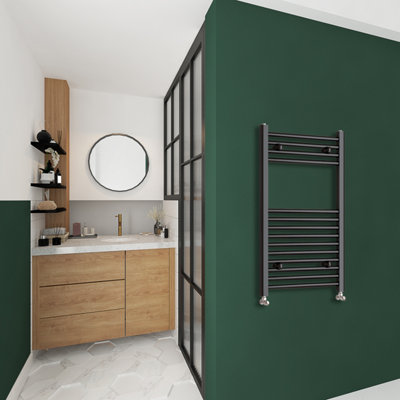 Sky Bathroom Black Straight Towel Rail Radiator Heating Ladder Warmer ...