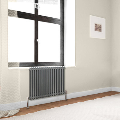 SKY BATHROOM Cast Iron Style Radiator 2 Column 600x830mm Anthracite ...