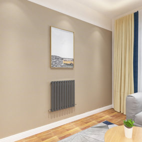 SKY bathroom Central Heating 600x590mm Horizontal Oval Column Radiator Single Desinger Anthracite