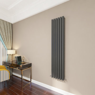 SKY BATHROOM Central Heating Oval Column 1600x354mm Anthracite Double ...
