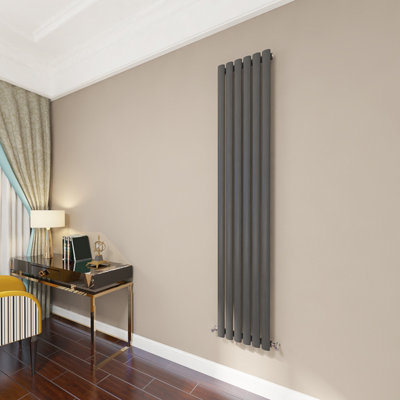SKY BATHROOM Central Heating Oval Column 1800x354mm Anthracite Single ...