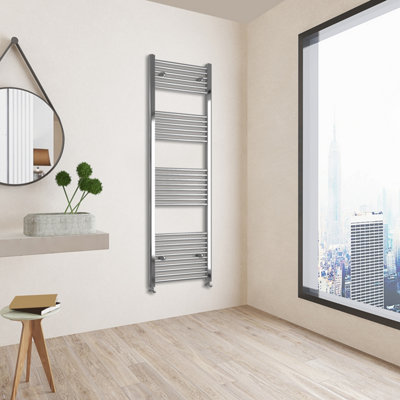 Sky Bathroom Chrome 1800x600mm Straight Heating Radiator With Angled Valves