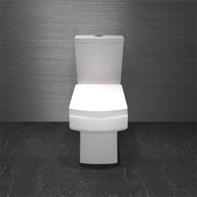 Square Close Coupled Toilet Modern Bathroom White Ceramic Soft