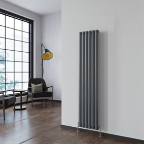 SKY bathroom Desinger Oval Column Radiator Vertical Central Heating 1600x354mm Anthracite