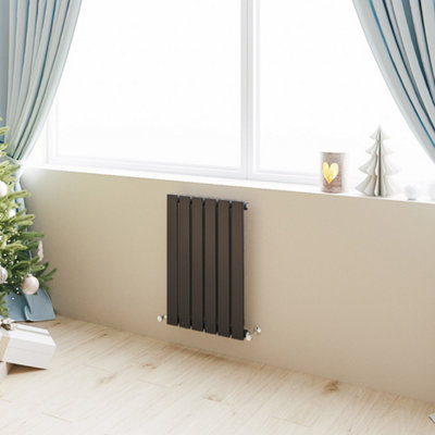 SKY BATHROOM Flat Panel Radiator 600x408mm Single Black High Heat ...
