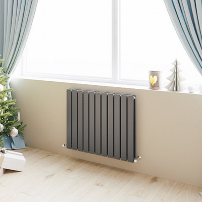 SKY BATHROOM Flat Panel Radiator 600x748mm Double Anthracite High Heat ...