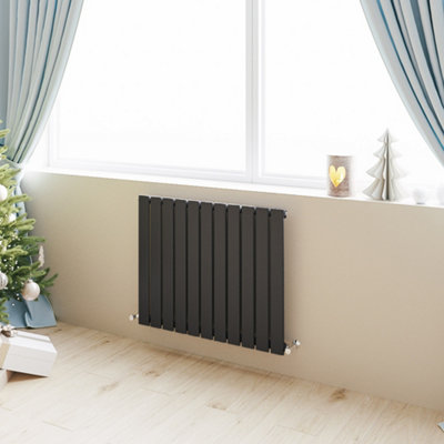 SKY BATHROOM Flat Panel Radiator 600x748mm Single Black High Heat ...