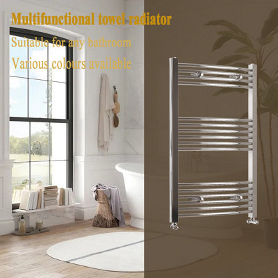 Sky Bathroom Radiator 1000x500mm Curved Heating Chrome With Angled Valves