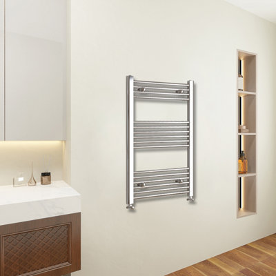 Sky Bathroom Radiator 1000x500mm Straight Heating Chrome With Angled Valves