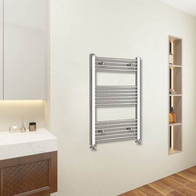 Sky Bathroom Radiator 1000x600mm Straight Heating Chrome With Angled ...