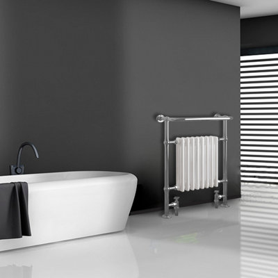 Sky Bathroom Radiator 952x659mm Victorian Heating White With Angled Valves