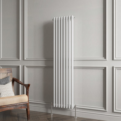 SKY Bathroom Radiator Cast Iron 2 Column 1500x380mm White Vertical With ...