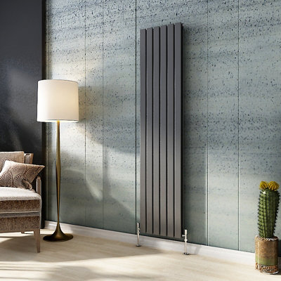 SKY Bathroom Radiator Flat Panel 1800x408mm Anthracite Vertical Double ...