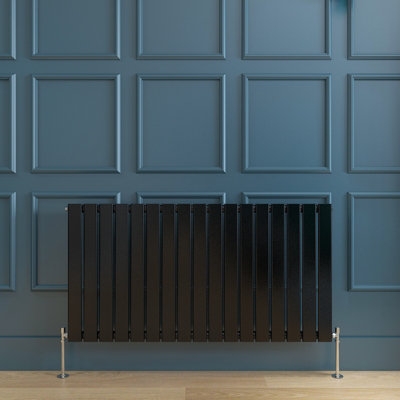 SKY Bathroom Radiator Flat Panel 600x1156mm Black Horizontal Single