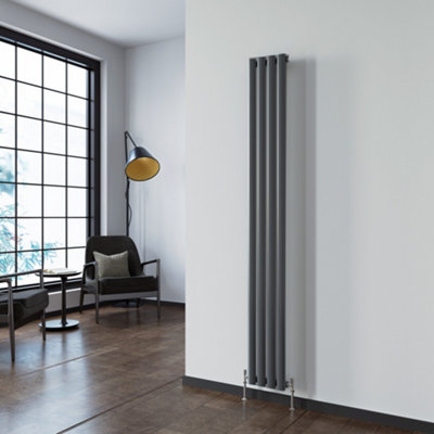 SKY Bathroom Radiator Oval Column 1800x236mm Anthracite Vertical Single ...