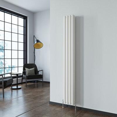 SKY Bathroom Radiator Oval Column 1800x236mm White Vertical Double ...