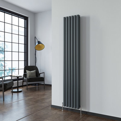 SKY Bathroom Radiator Oval Column 1800x354mm Anthracite Vertical Double ...