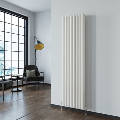 SKY Bathroom Radiator Oval Column 1800x472mm White Vertical Double ...