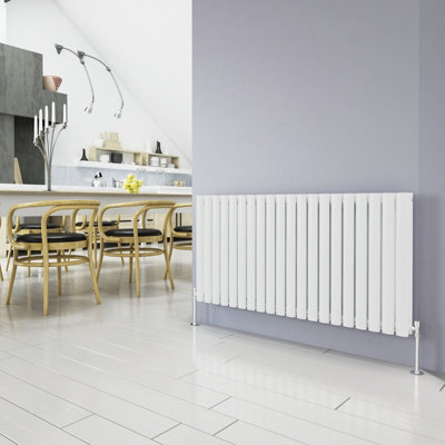 SKY Bathroom Radiator Oval Column 600x1180mm White Horizontal Double ...