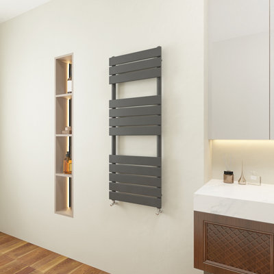 Steel pipe shelf brackets with hanging rail – Sky High Design