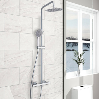 Sky Bathroom Round 200mm Exposed Thermostatic Mixer Shower Set With ...