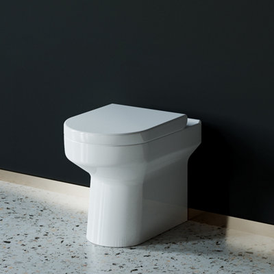 SKY Bathroom Round Ceramic Back To Wall Toilet Soft Close Seat WC Pan ...