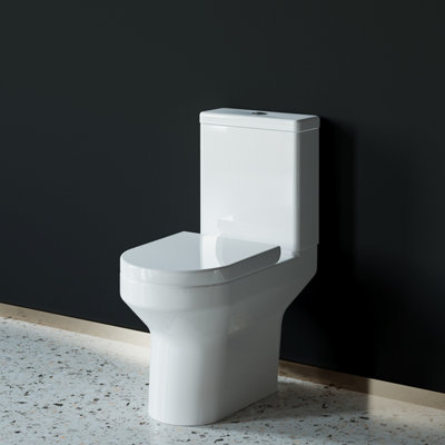 SKY Bathroom Round Ceramic Close Coupled Toilet Soft Close Seat Pan ...