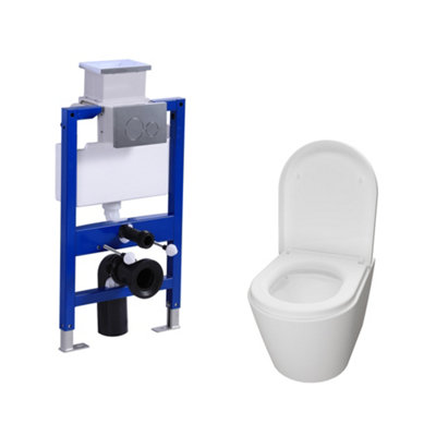 SKY Bathroom Round Rimless Wall Hung Toilet with 0.82M Concealed ...