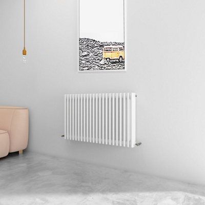 SKY Bathroom White Radiator 3 Column Cast Iron 600x1010mm Horizontal ...
