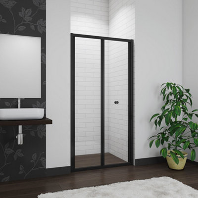 SKY Bathroom1850x760mm New Black Frame Pivot Shower Door Enclosure ...