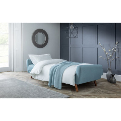 Sky Blue Linen Fabric Sofa Bed - 2 Seater