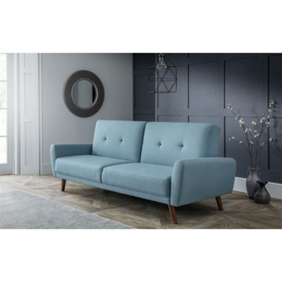 Sky Blue Linen Fabric Sofa Bed - 2 Seater